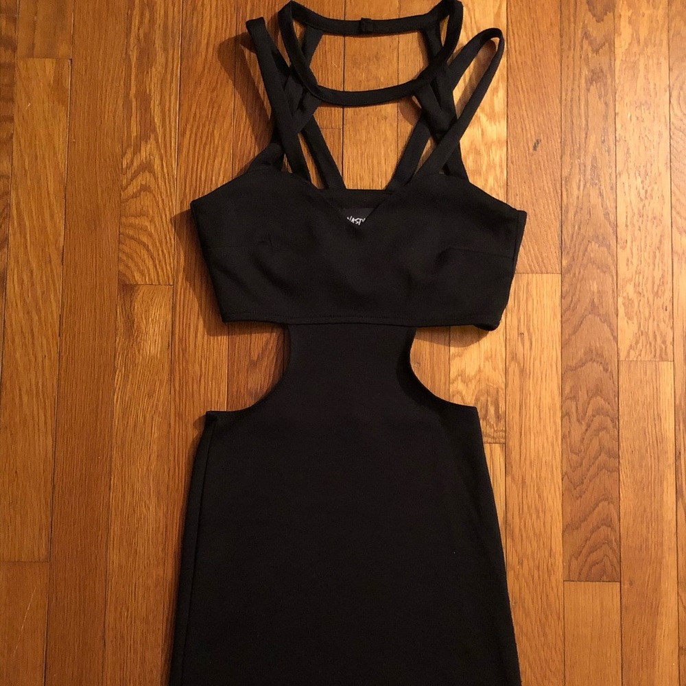Black cutout bodycon mini dress